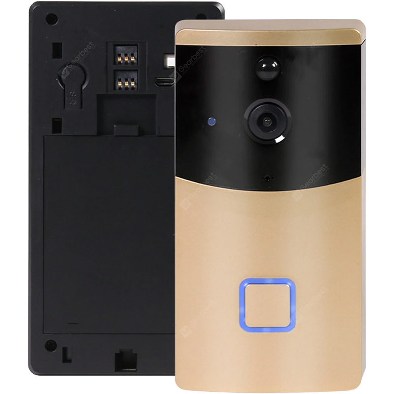 Cameră inteligentă TY1 cu campanie ușă Wifi Cameră de supraveghere video interfon wireless - Auriu